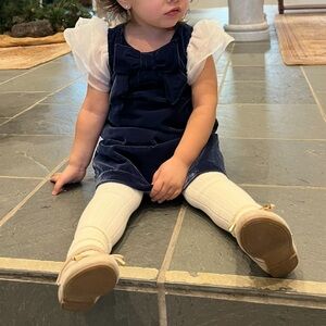 Janie & Jack velvet Bow Dress with White Flutter Sleeves